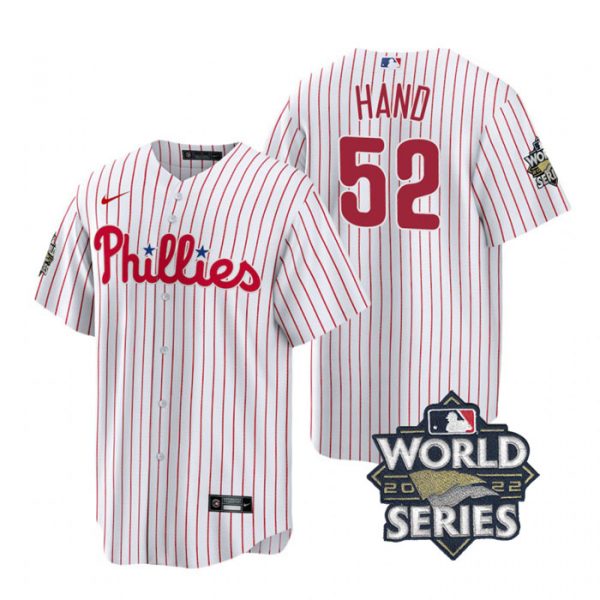 Personalized Men’s Philadelphia Phillies Brad Hand 2022 World Series White Stitched Jersey