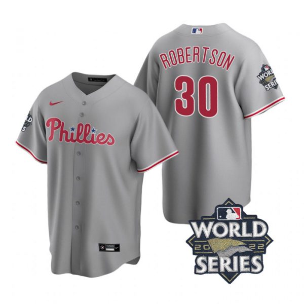Personalized Men’s Philadelphia Phillies David Robertson 2022 World Series Gray Stitched Jersey