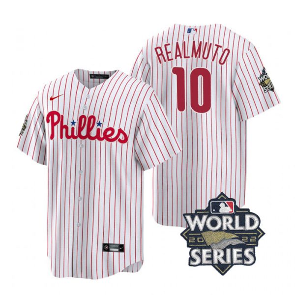 Personalized Men’s Philadelphia Phillies J.T. Realmuto 2022 World Series White Stitched Jersey