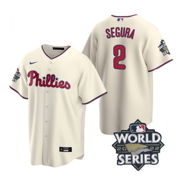 Personalized Men’s Philadelphia Phillies Jean Segura 2022 World Series Cream Stitched Jersey