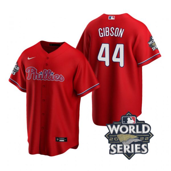 Personalized Men’s Philadelphia Phillies Kyle Gibson 2022 World Series Red Stitched Jersey