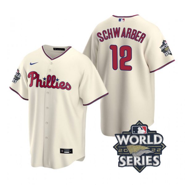 Personalized Men’s Philadelphia Phillies Kyle Schwarber 2022 World Series Cream Stitched Jersey