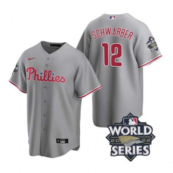 Personalized Men’s Philadelphia Phillies Kyle Schwarber 2022 World Series Gray Stitched Jersey