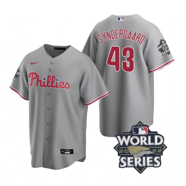 Personalized Men’s Philadelphia Phillies Noah Syndergaard 2022 World Series Gray Stitched Jersey