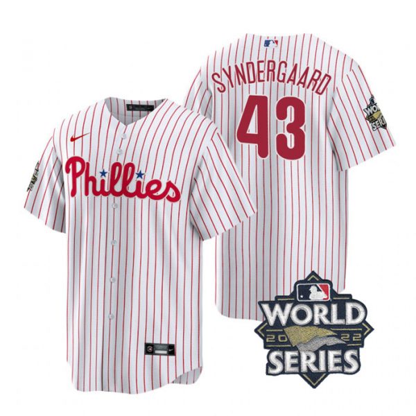 Personalized Men’s Philadelphia Phillies Noah Syndergaard 2022 World Series White Stitched Jersey
