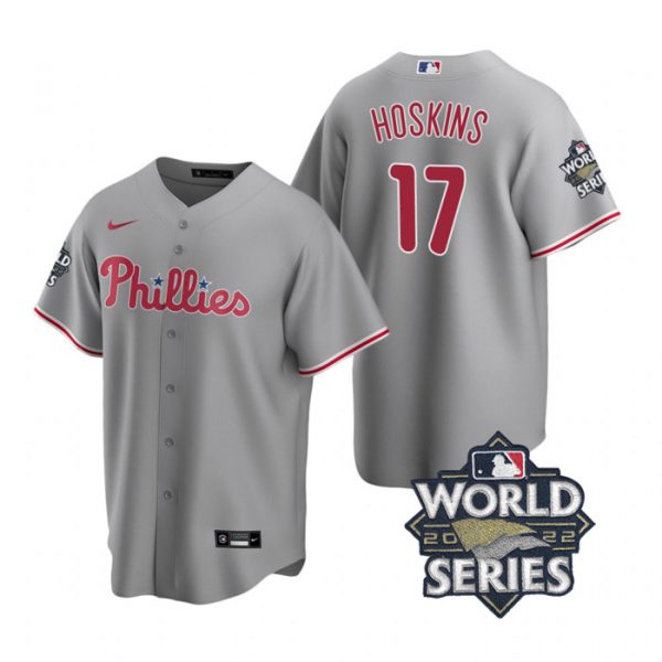 Personalized Men’s Philadelphia Phillies Rhys Hoskins 2022 World Series Gray Stitched Jersey