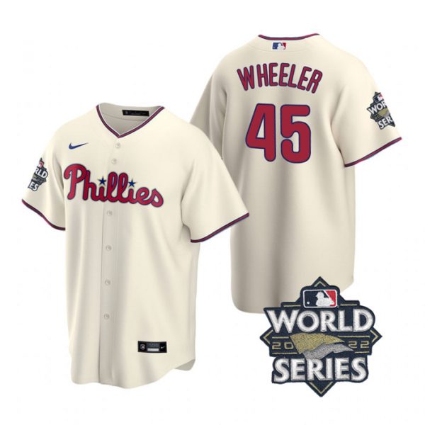 Personalized Men’s Philadelphia Phillies Zack Wheeler 2022 World Series Cream Stitched Jersey