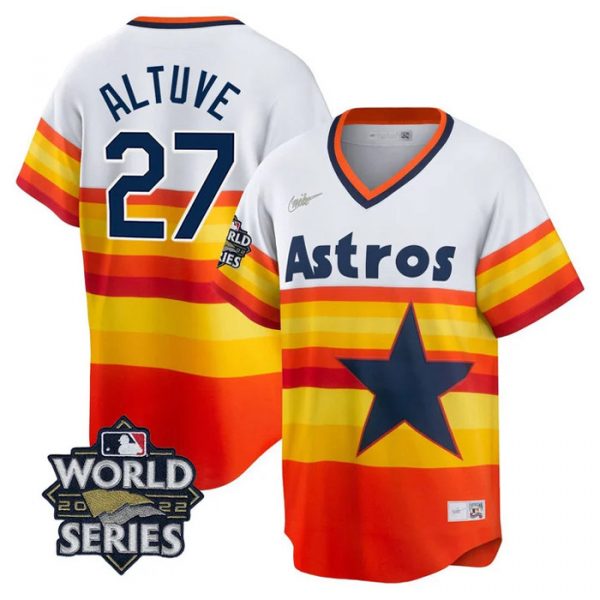 Personalized Men’s Houston Astros Jose Altuve 2022 World Series Rainbow Stitched Jersey