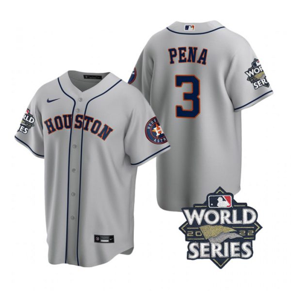 Personalized Youth Houston Astros Jeremy Pena 2022 World Series Gray Road Stitched Jersey