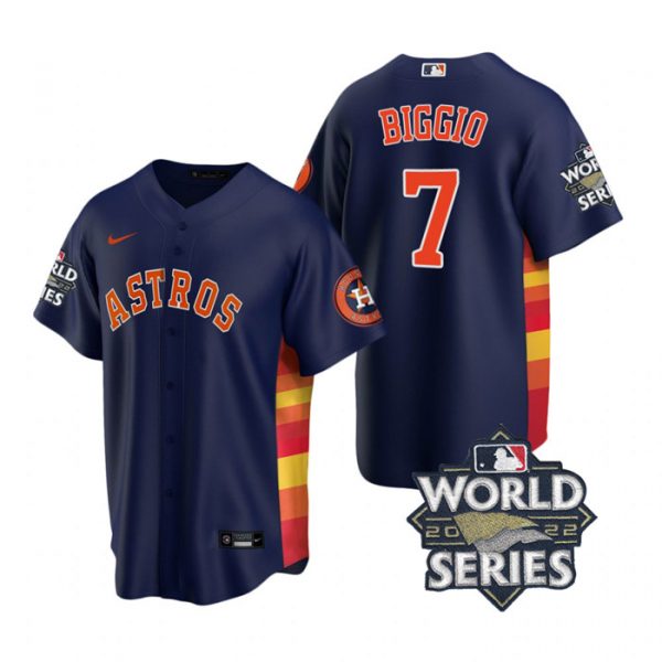 Personalized Youth Houston Astros Craig Biggio 2022 World Series Navy Alternate Stitched Jersey