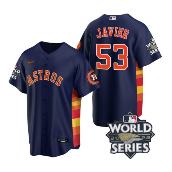 Personalized Youth Houston Astros Cristian Javier 2022 World Series Navy Alternate Stitched Jersey