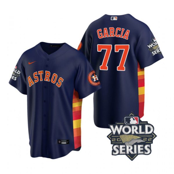 Personalized Youth Houston Astros Luis Garcia 2022 World Series Navy Alternate Stitched Jersey