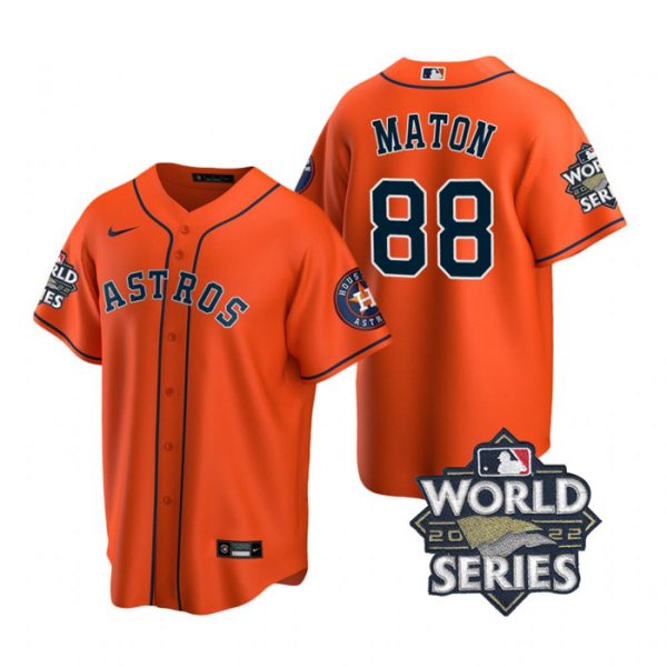 Personalized Youth Houston Astros Phil Maton 2022 World Series Orange Alternate Stitched Jersey