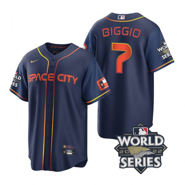 Personalized Youth Houston Astros Craig Biggio 2022 World Series City Connect Navy Stitched Jersey