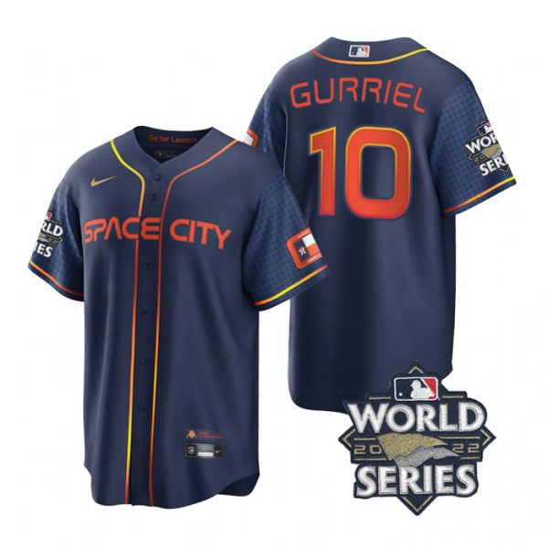 Personalized Youth Houston Astros Yuli Gurriel 2022 World Series City Connect Navy Stitched Jersey