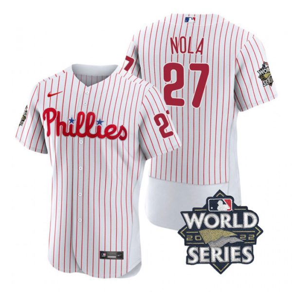 Personalized Men’s Philadelphia Phillies Aaron Nola 2022 World Series Stitched Jersey White