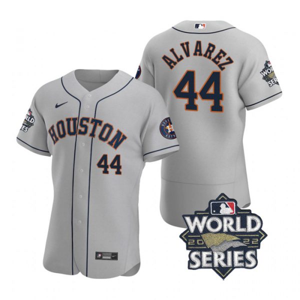 Personalized Men’s Yordan Alvarez Houston Astros 2022 World Series Stitched Jersey Gray