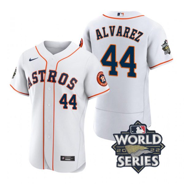 Personalized Men’s Yordan Alvarez Houston Astros 2022 World Series Stitched Jersey White