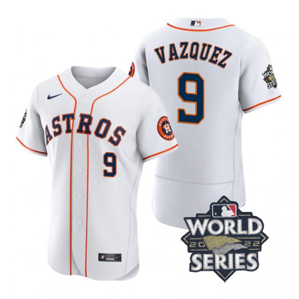 Personalized Men’s Christian Vazquez Houston Astros 2022 World Series Stitched Jersey White