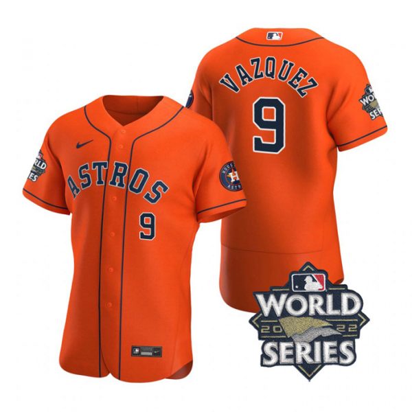 Personalized Men’s Christian Vazquez Houston Astros 2022 World Series Stitched Jersey Orange