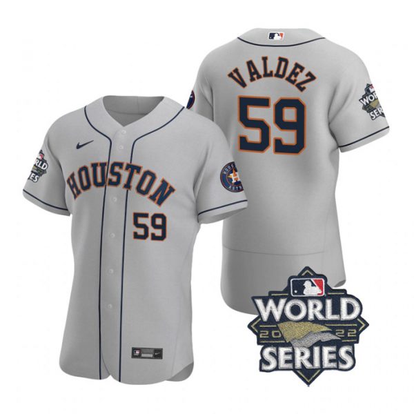 Personalized Men’s Framber Valdez Houston Astros 2022 World Series Stitched Jersey Gray