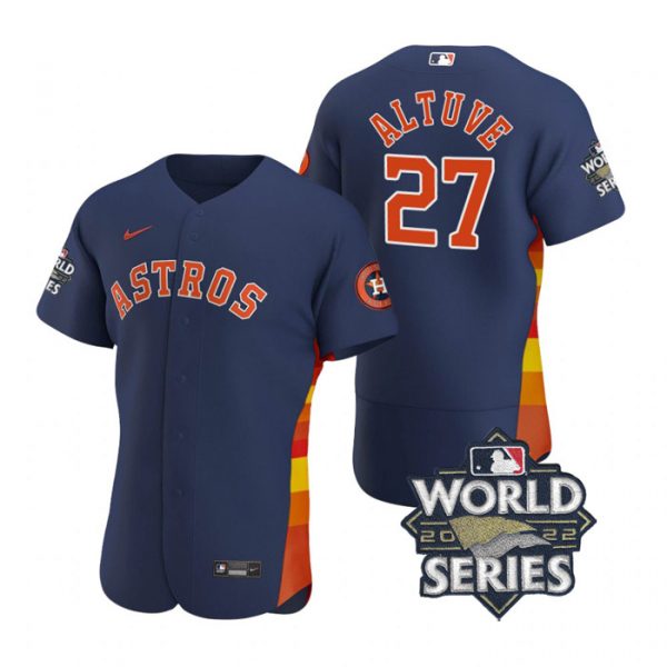 Personalized Men’s Jose Altuve Houston Astros 2022 World Series Stitched Jersey Navy