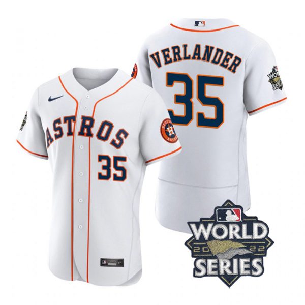 Personalized Men’s Justin Verlander Houston Astros 2022 World Series Stitched Jersey White