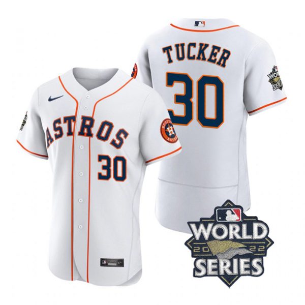 Personalized Men’s Kyle Tucker Houston Astros 2022 World Series Stitched Jersey White