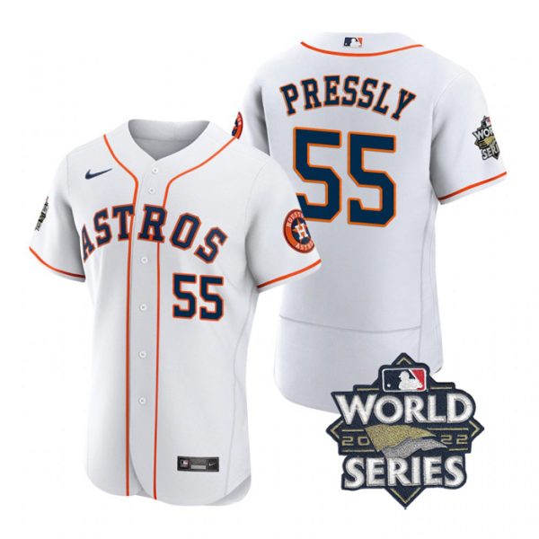 Personalized Men’s Ryan Pressly Houston Astros 2022 World Series Stitched Jersey White