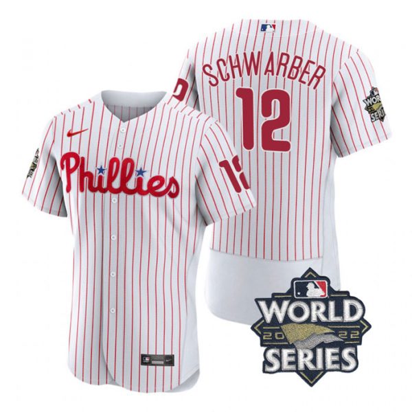 Personalized Men’s Philadelphia Phillies Kyle Schwarber 2022 World Series Stitched Jersey White