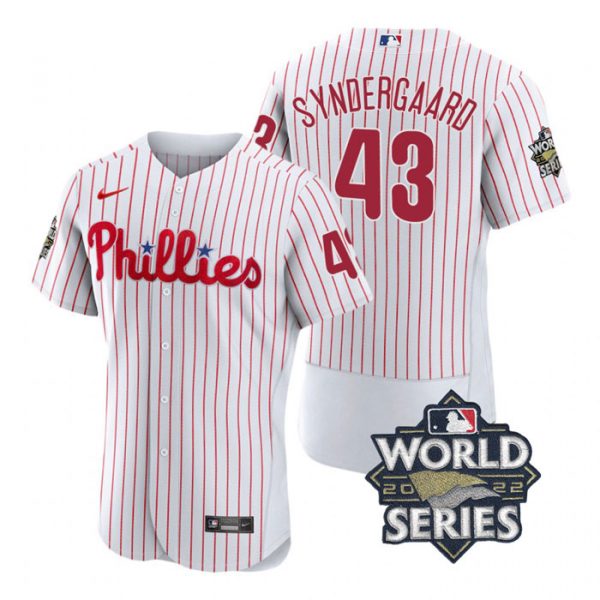 Personalized Men’s Philadelphia Phillies Noah Syndergaard 2022 World Series Stitched Jersey White