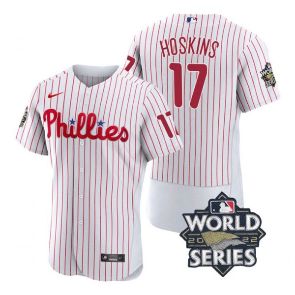 Personalized Men’s Philadelphia Phillies Rhys Hoskins 2022 World Series Stitched Jersey White
