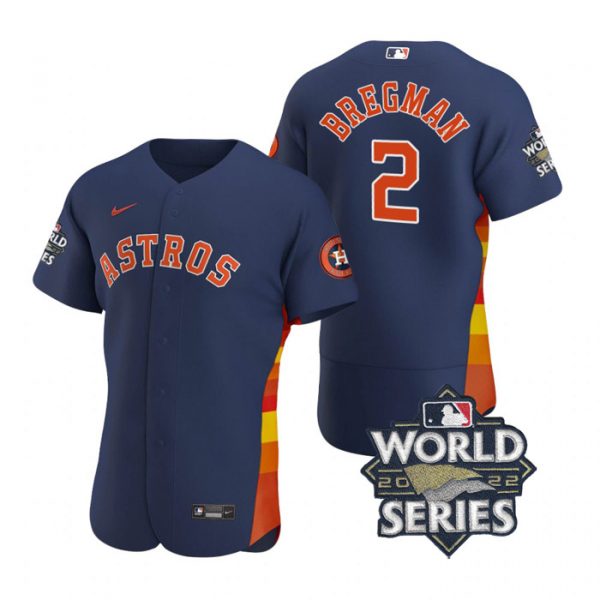 Personalized Men’s Alex Bregman Houston Astros 2022 World Series Stitched Jersey Navy