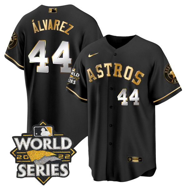 Personalized Houston Astros Yordan Alvarez 2022 World Series Black Golden Stitched Jersey