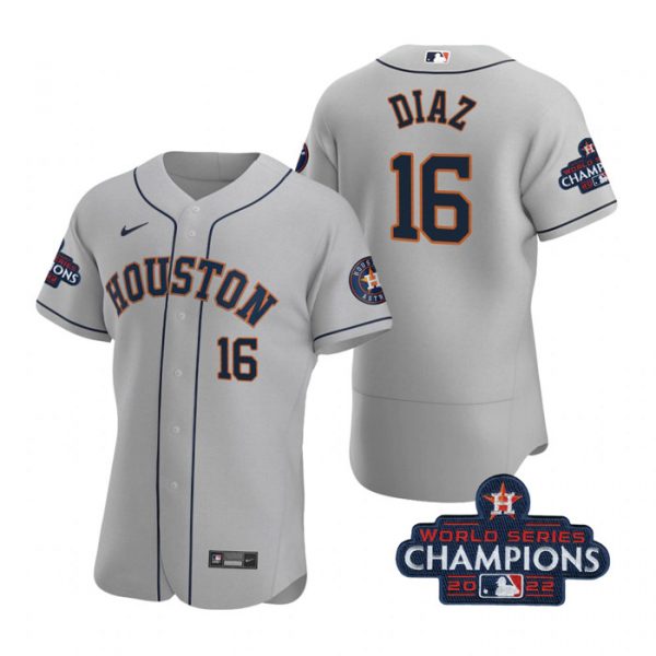 Personalized Men’s Aledmys Diaz Houston Astros 2022 World Series Champions Stitched Gray Jersey