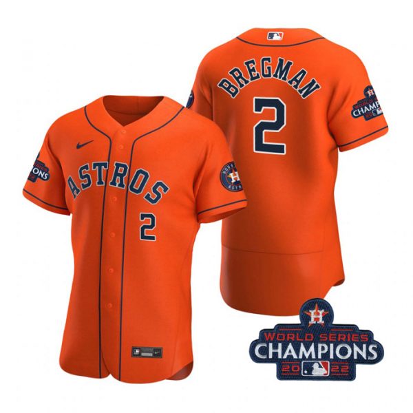 Personalized Men’s Alex Bregman Houston Astros 2022 World Series Champions Stitched Orange Jersey