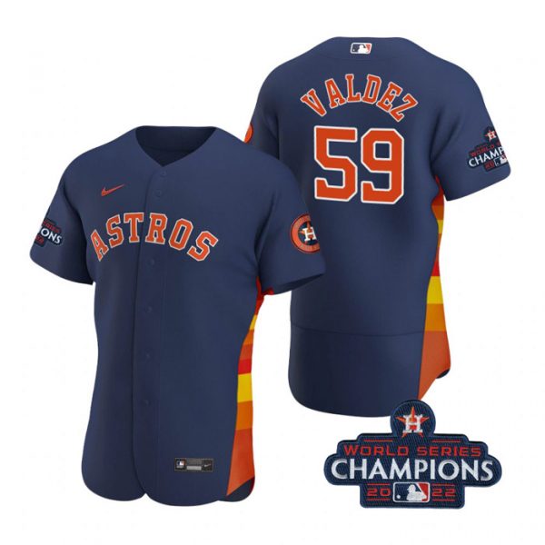 Personalized Men’s Framber Valdez Houston Astros 2022 World Series Champions Stitched Navy Jersey