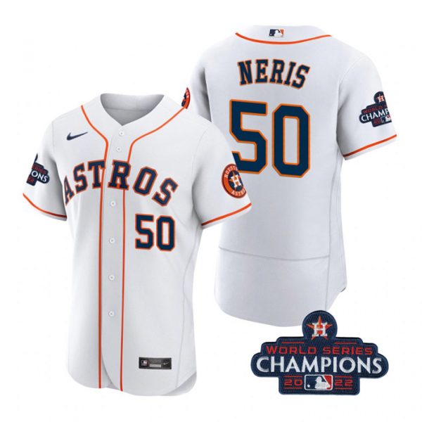 Personalized Men’s Hector Neris Houston Astros 2022 World Series Champions Stitched White Jersey