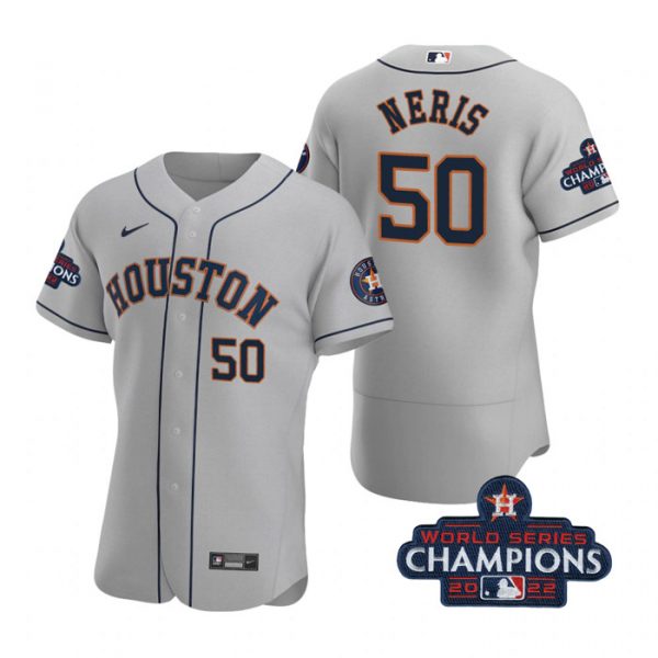 Personalized Men’s Hector Neris Houston Astros 2022 World Series Champions Stitched Gray Jersey