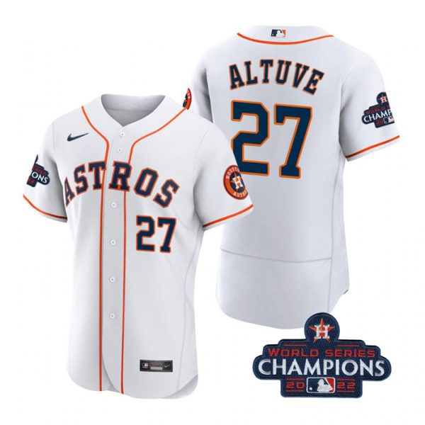 Personalized Men’s Jose Altuve Houston Astros 2022 World Series Champions Stitched White Jersey