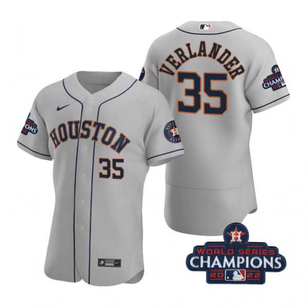 Personalized Men’s Justin Verlander Houston Astros 2022 World Series Champions Stitched Gray Jersey