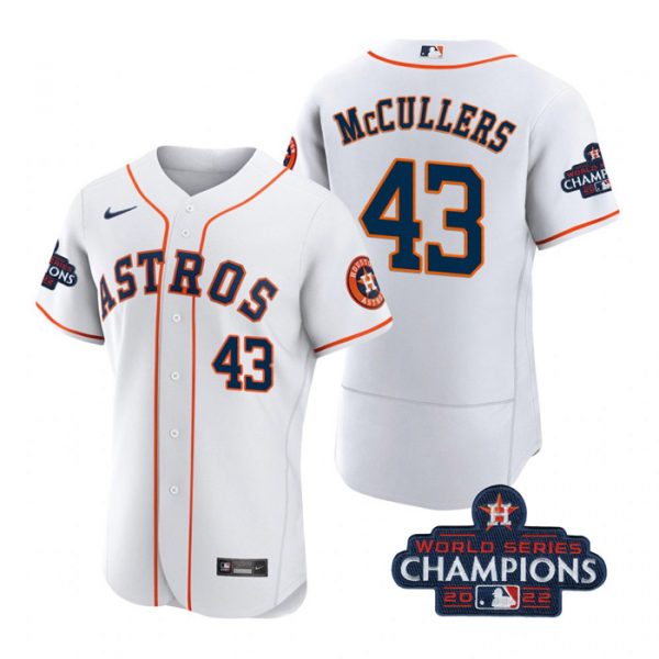 Personalized Men’s Lance Mccullers Houston Astros 2022 World Series Champions Stitched White Jersey