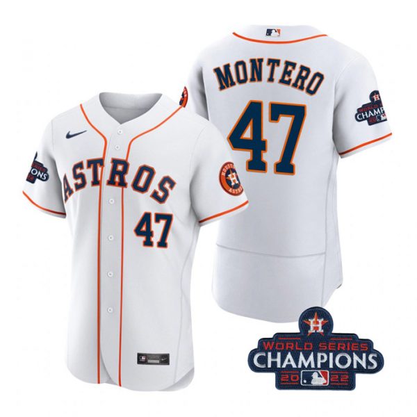 Personalized Men’s Rafael Montero Houston Astros 2022 World Series Champions Stitched White Jersey