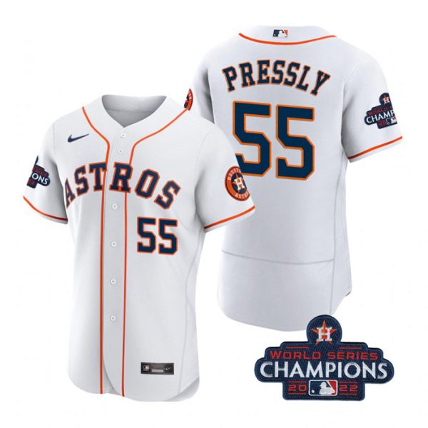 Personalized Men’s Ryan Pressly Houston Astros 2022 World Series Champions Stitched White Jersey