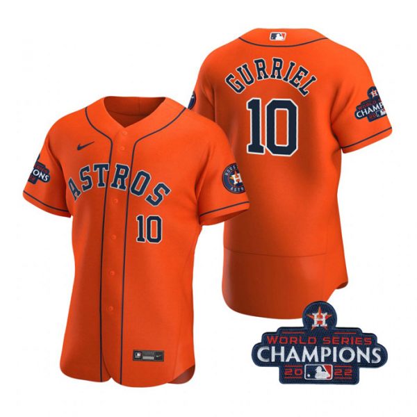 Personalized Men’s Yuli Gurriel Houston Astros 2022 World Series Champions Stitched Orange Jersey