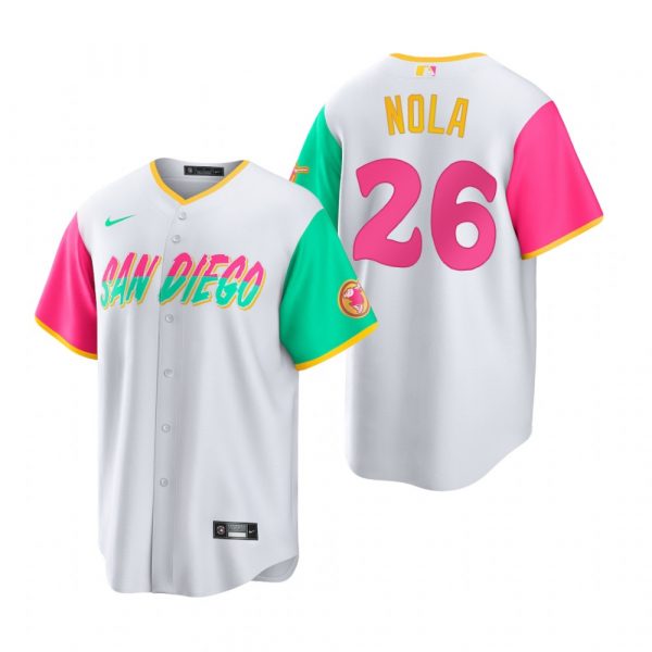 Personalized Men’s Cool Base San Diego Padres Austin Nola White City Connect Stitched Jersey