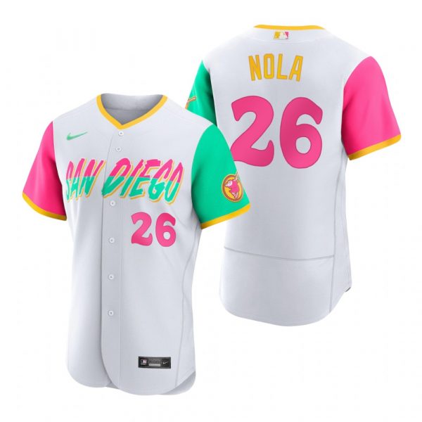Personalized Men’s Flex Base San Diego Padres Austin Nola White City Connect Stitched Jersey