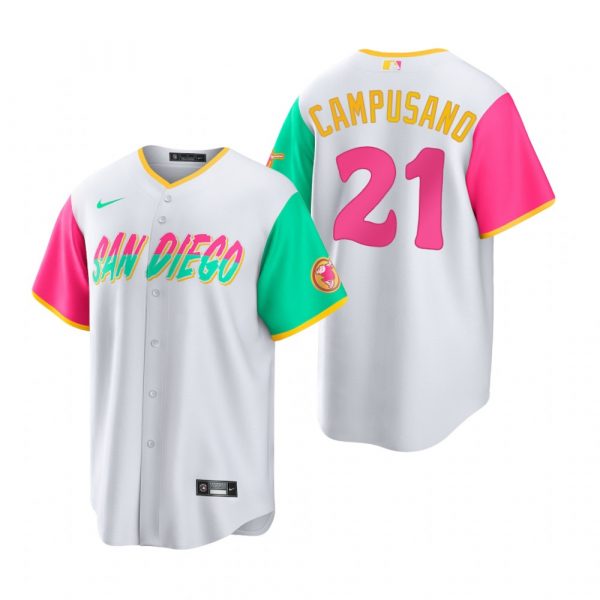 Personalized Men’s Cool Base San Diego Padres Luis Campusano White City Connect Stitched Jersey