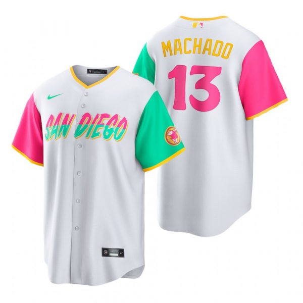Personalized Men’s Cool Base San Diego Padres Manny Machado White City Connect Stitched Jersey