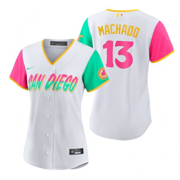 Personalized Women’s San Diego Padres Manny Machado White City Connect Stitched Jersey